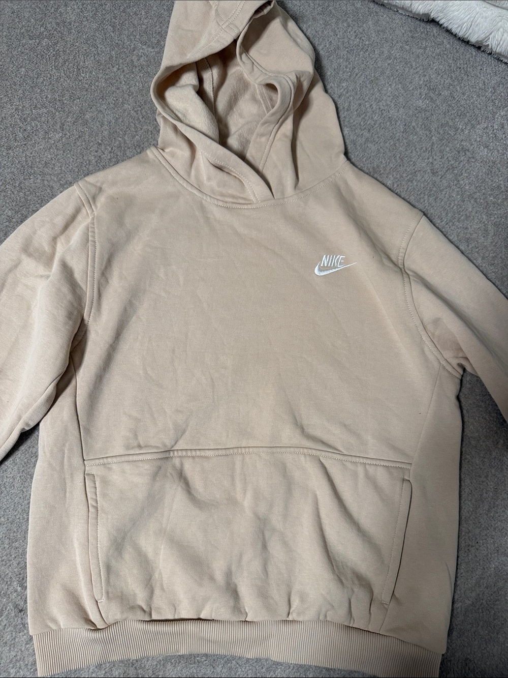 Nike Beige Hoodie with White Swoosh Logo Youth XL